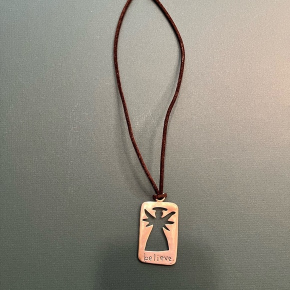 SEAGULL Pewter Angel Pendant Cord Statement Necklace - Picture 6 of 10